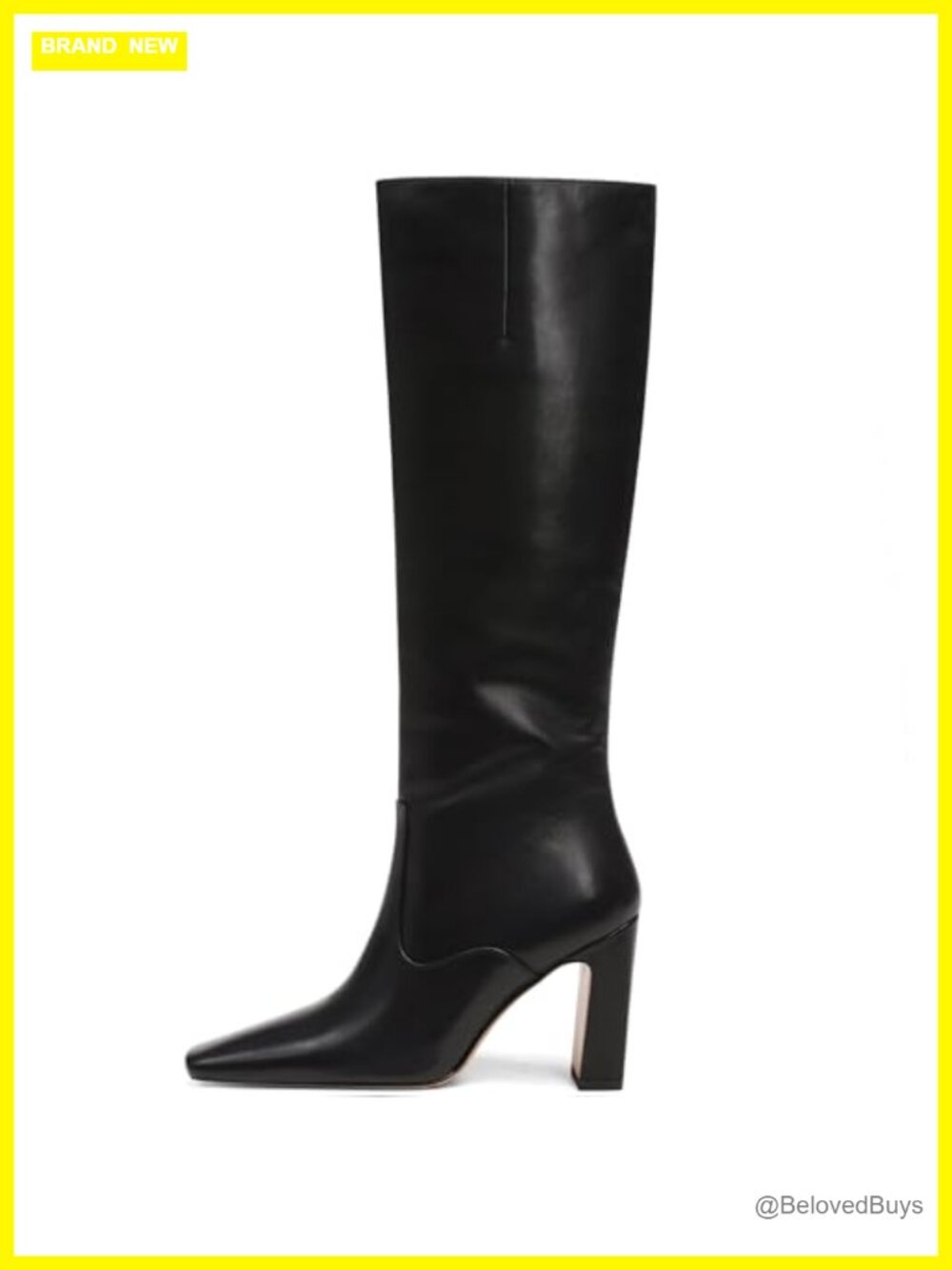 Women's Knee High Boots Square Toe Chunky Block Heeled Faux Leather Zip